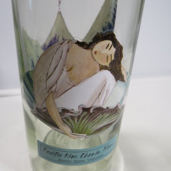 Glass Bottle Pacific Rim Volcano & Lady on Seashell with pink flowers - Picture 3 of 16